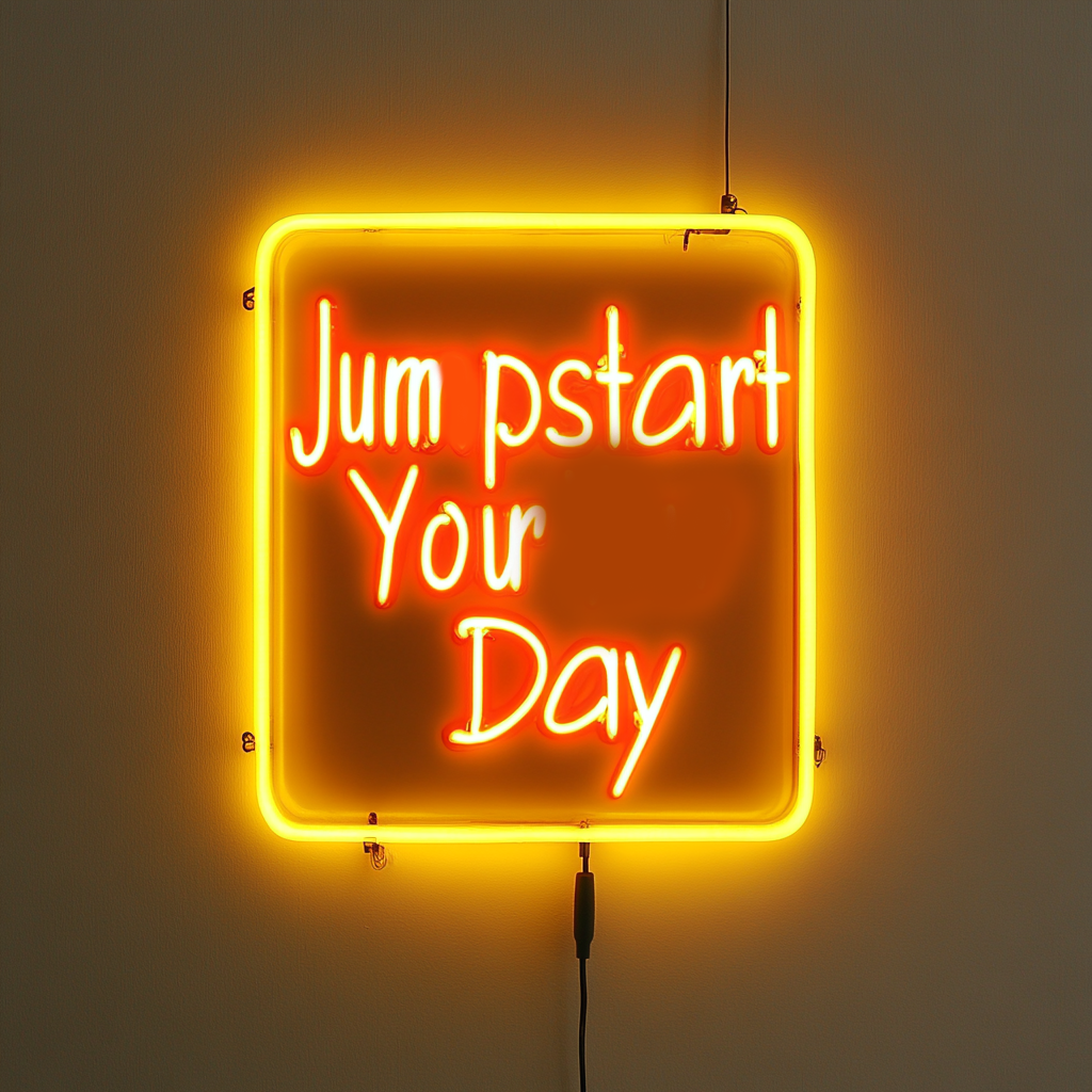"Jumpstart Your Day" - Yellow Neon Sign, 24 Inches