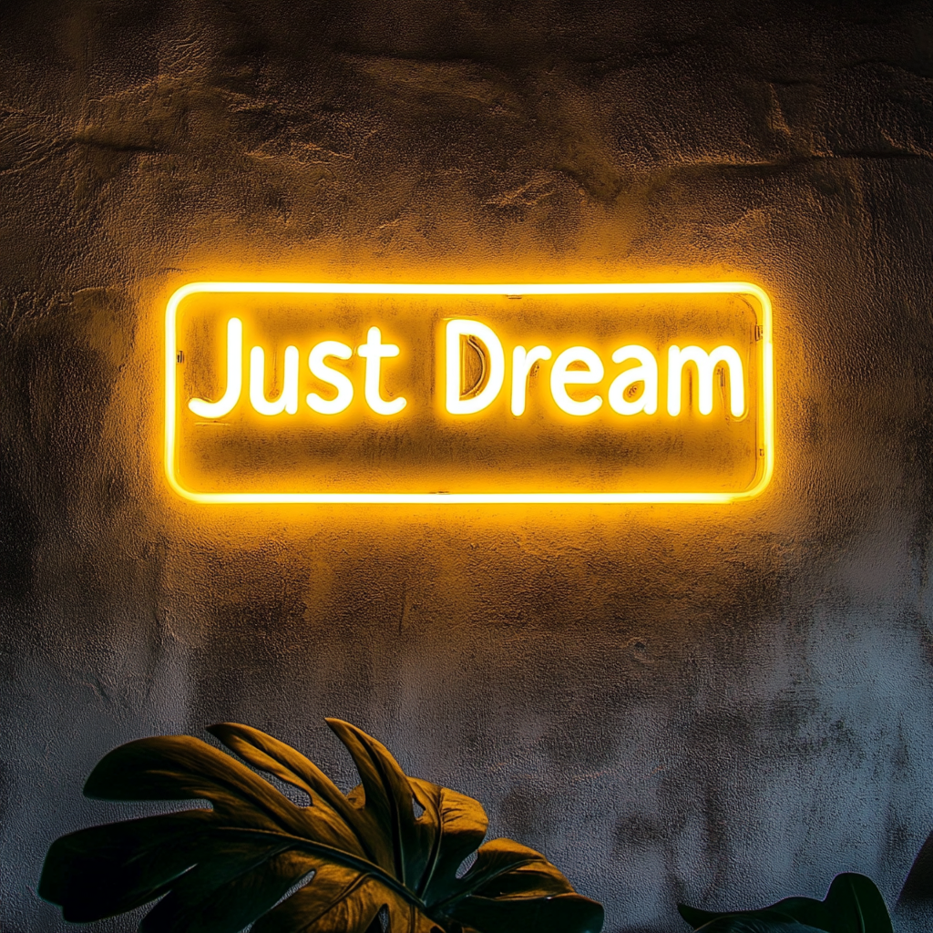 Just Dream - Yellow Neon Sign, 18 Inches