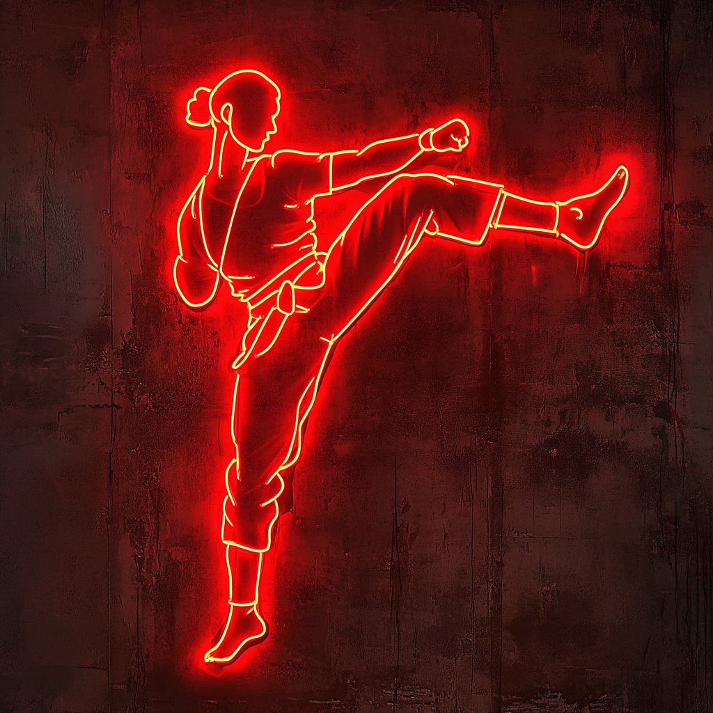 Karate - Red Neon Sign, 18 Inches
