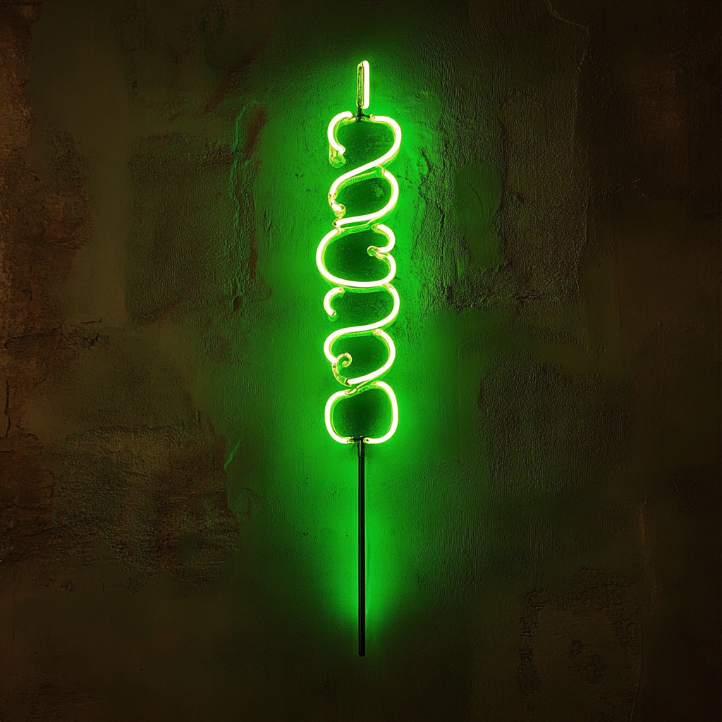 Kebab Skewer - Green Neon Sign, 18 Inches