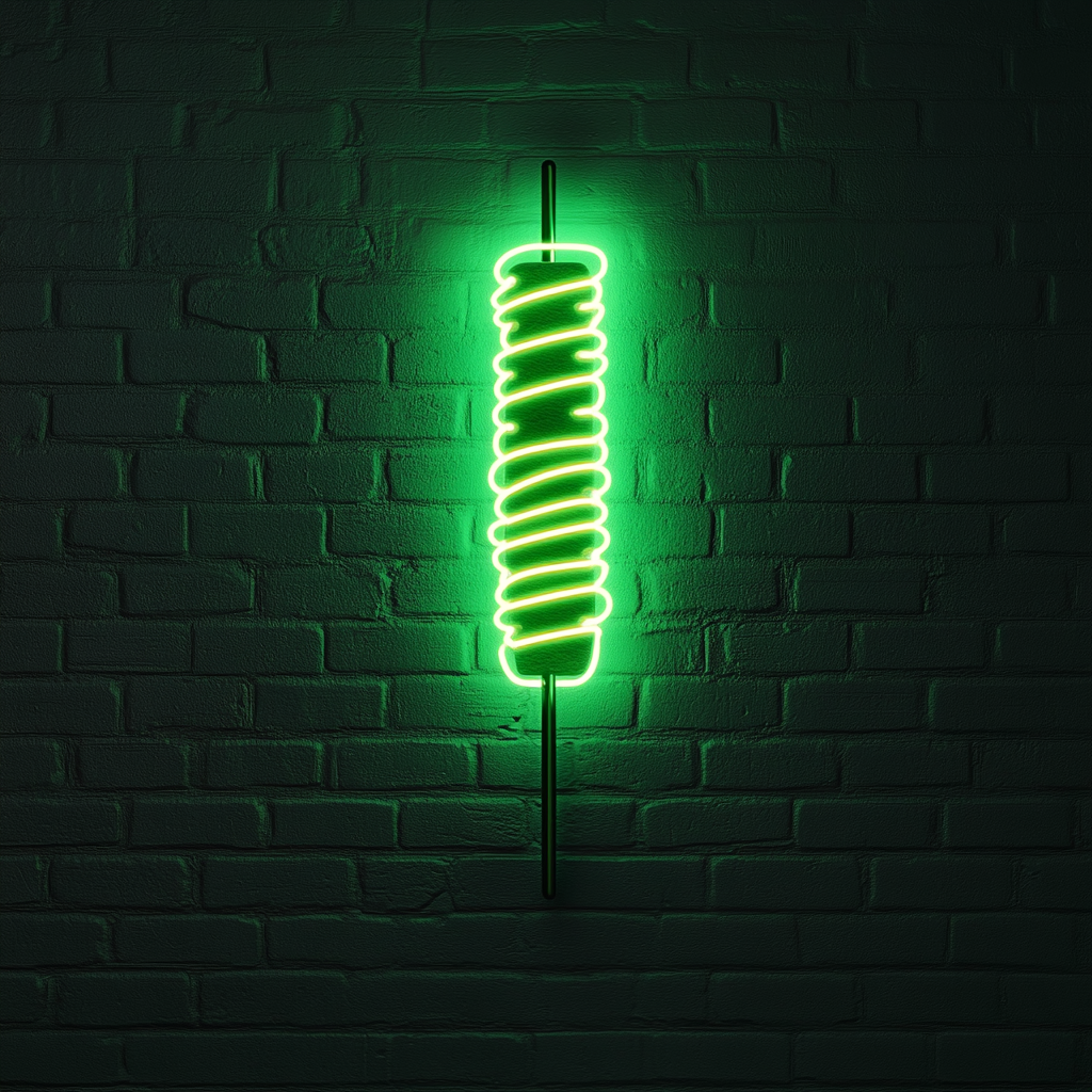 Kebab Skewer - Green Neon Sign, 18 Inches