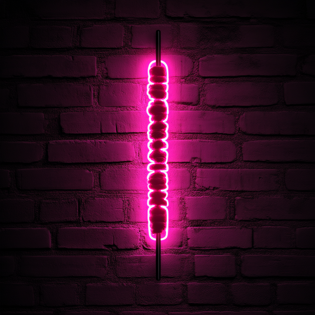 Kebab Skewer - Pink Neon Sign, 24 Inches