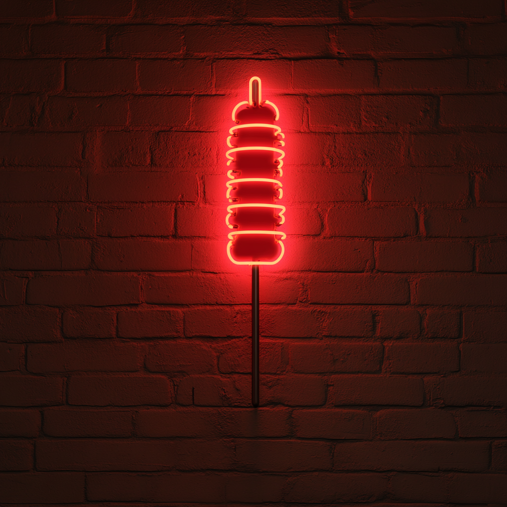 Kebab Skewer - Red Neon Sign, 18 Inches