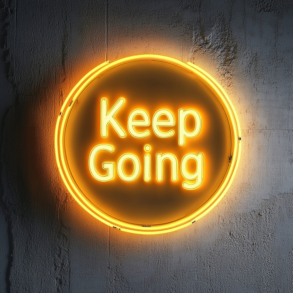 Keep Going - Yellow Neon Sign, 18 Inches