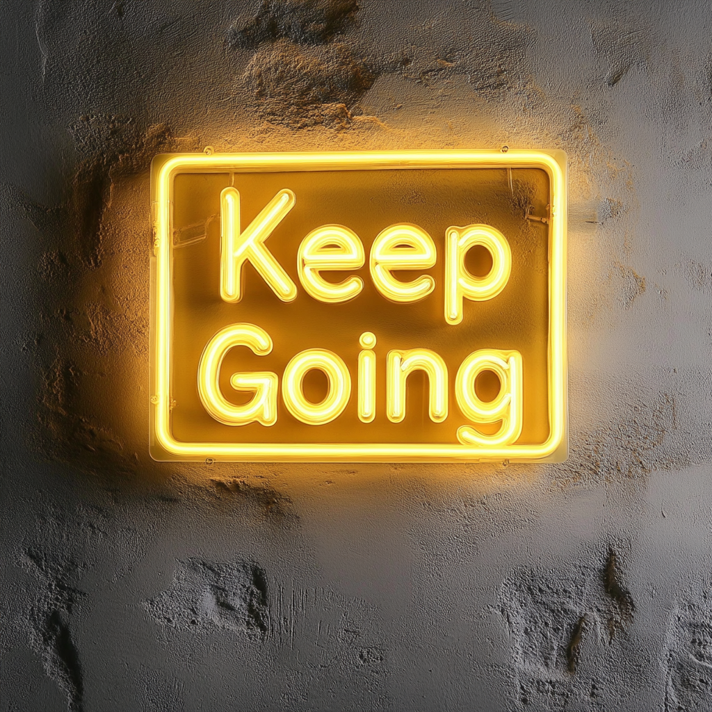 Keep Going - Yellow Neon Sign, 18 Inches