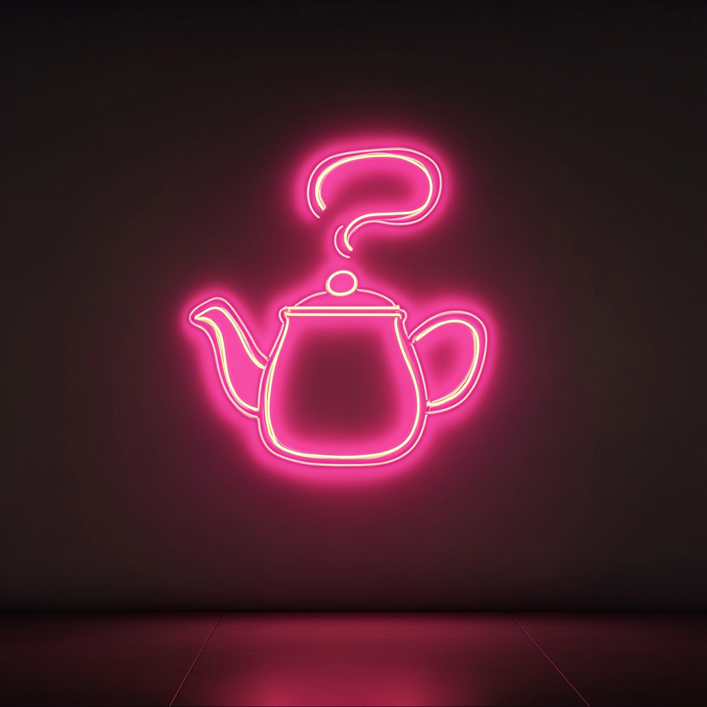 Kettle Steaming - Pink Neon Sign, 18 Inches