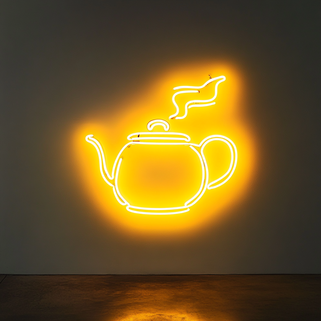 Kettle Steaming - Yellow Neon Sign, 18 Inches