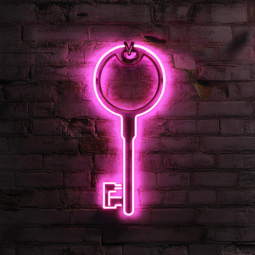 Key - Pink Neon Sign, 18 Inches