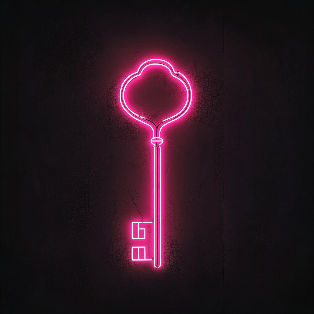 Key - Pink Neon Sign, 18 Inches