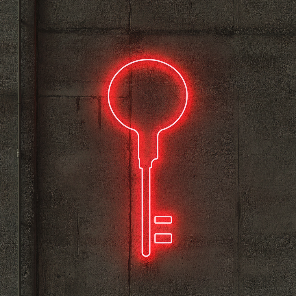 Key - Red Neon Sign, 18 Inches
