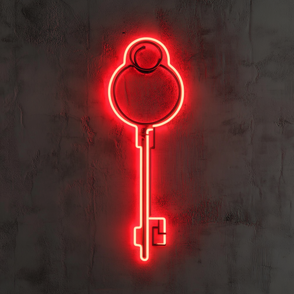 Key - Red Neon Sign, 18 Inches