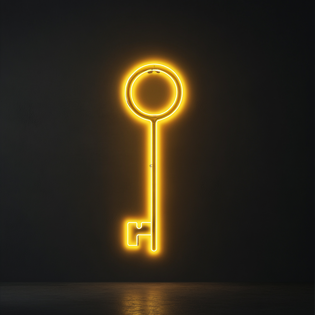 Key - Yellow Neon Sign, 18 Inches