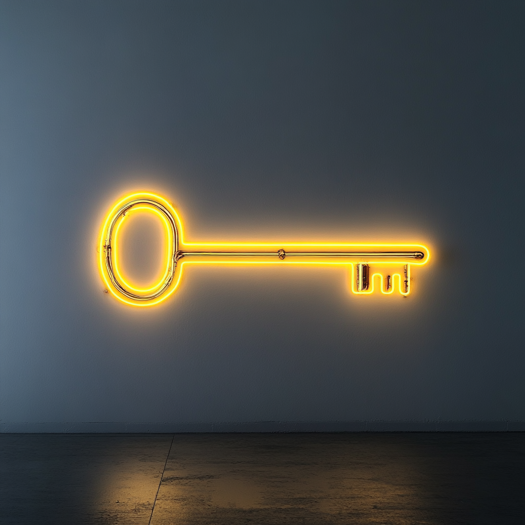 Key - Yellow Neon Sign, 18 Inches