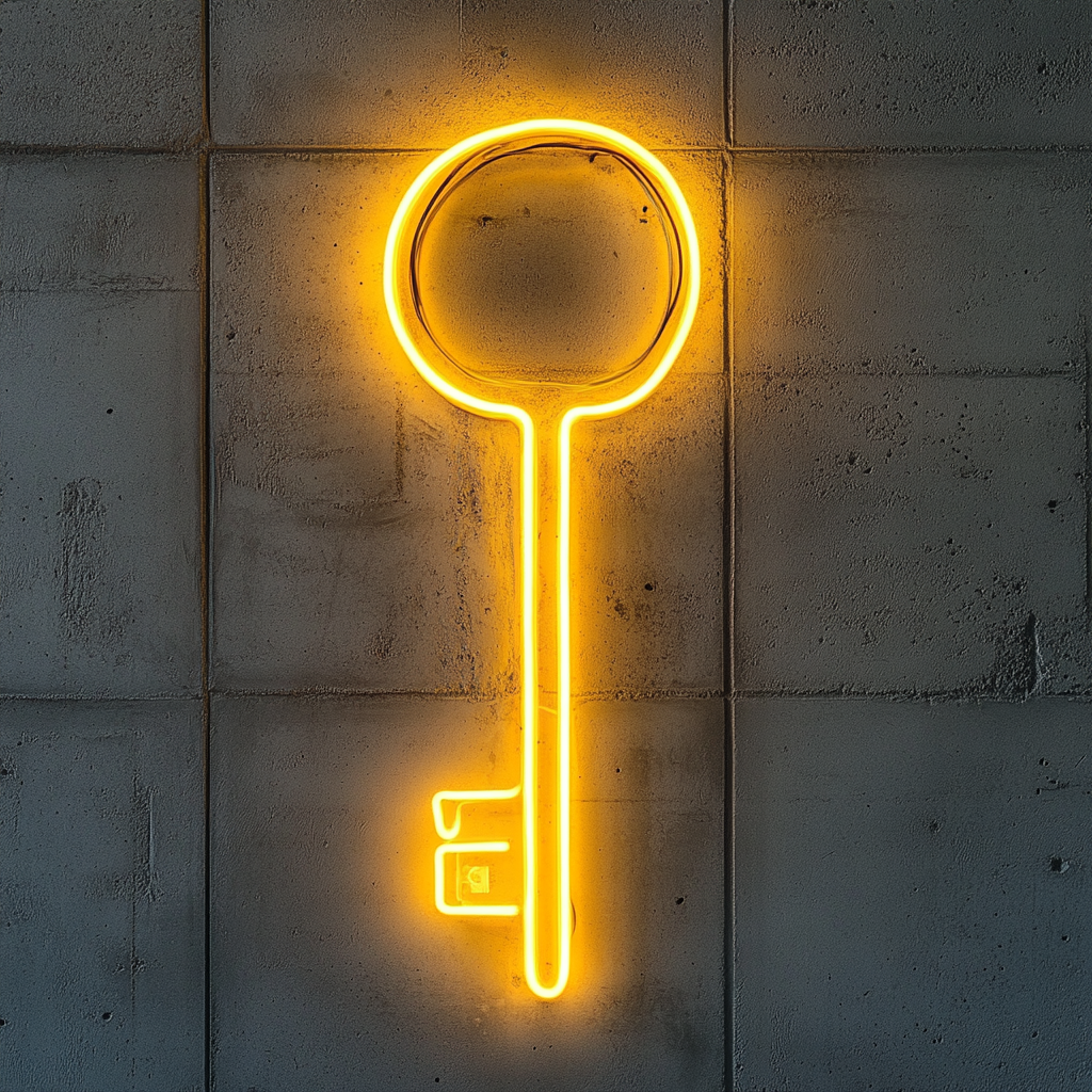 Key - Yellow Neon Sign, 24 Inches