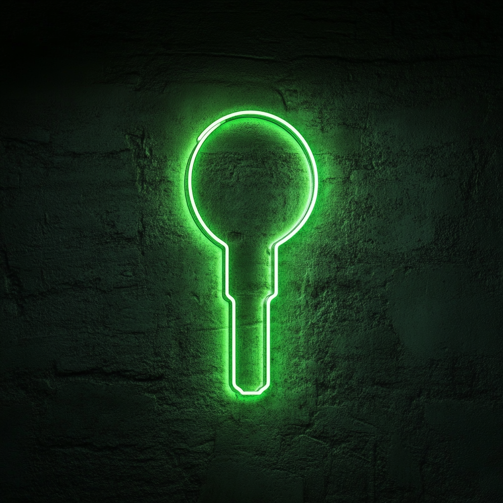 Keyhole - Green Neon Sign, 18 Inches