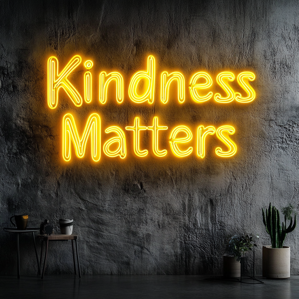 Kindness Matters - Yellow Neon Sign, 24 Inches