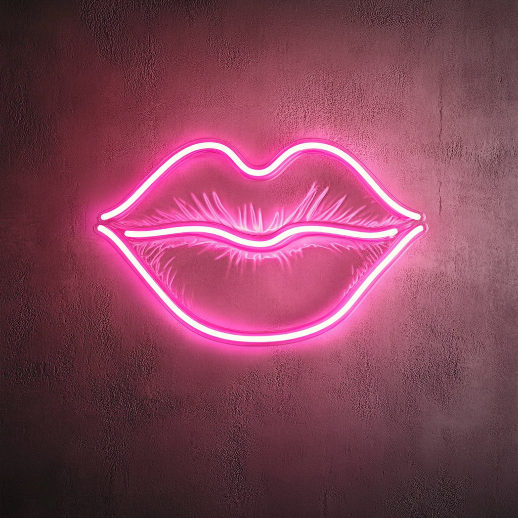Kissing Lips - Pink Neon Sign, 18 Inches