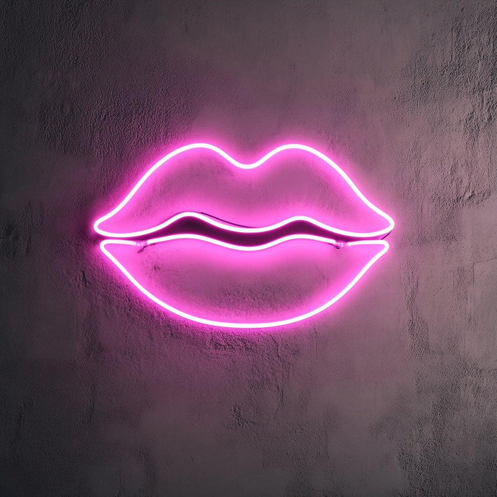 Kissing Lips - Pink Neon Sign, 24 Inches