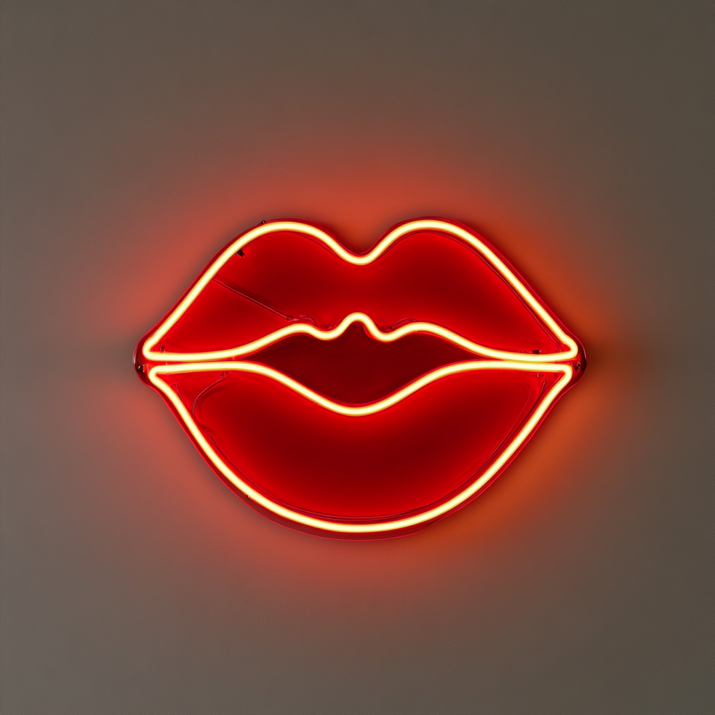 Kissing Lips - Red Neon Sign, 18 Inches