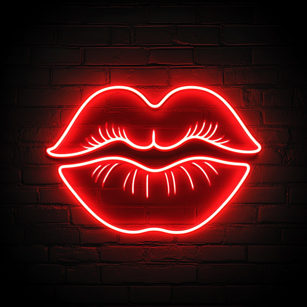 Kissing Lips - Red Neon Sign, 24 Inches