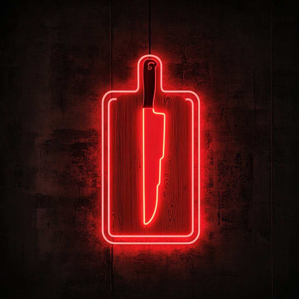 Knife Chopping Board - Red Neon Sign, 18 Inches