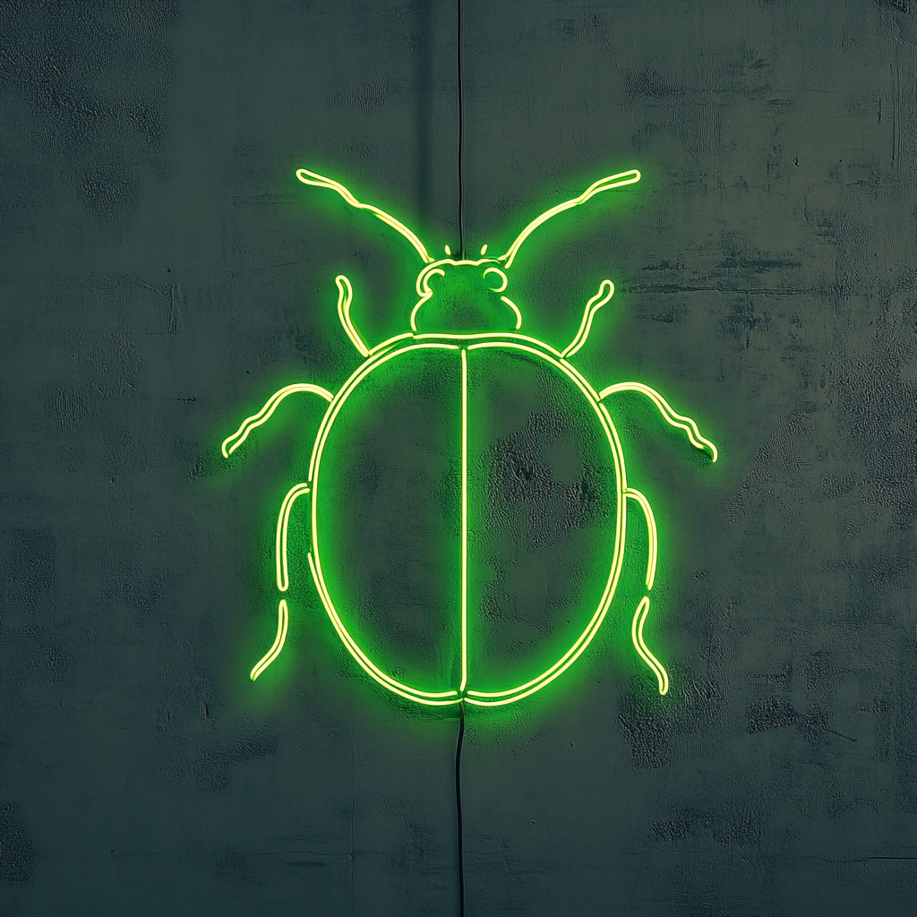 Ladybug - Green Neon Sign, 18 Inches