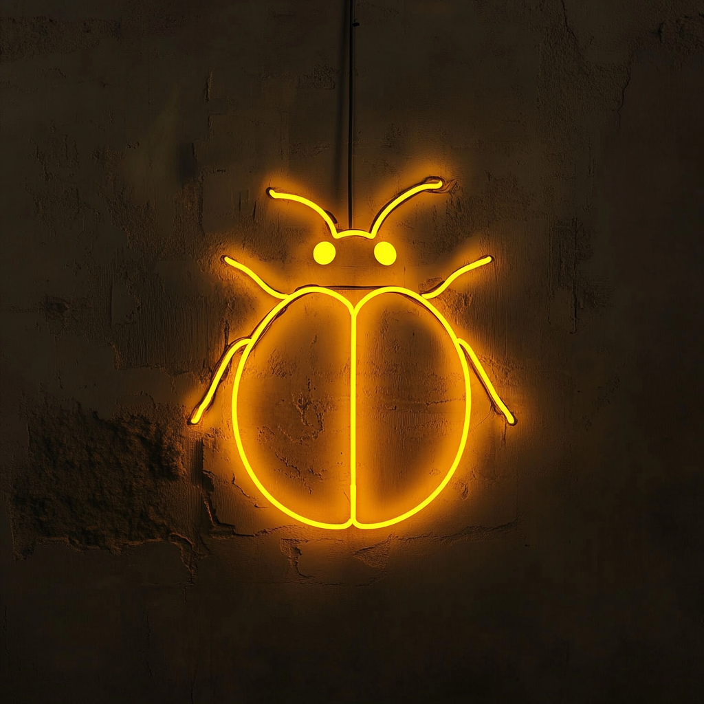 Ladybug - Yellow Neon Sign, 24 Inches