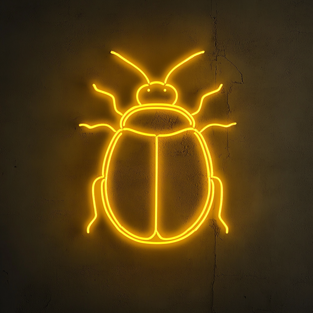 Ladybug - Yellow Neon Sign, 24 Inches