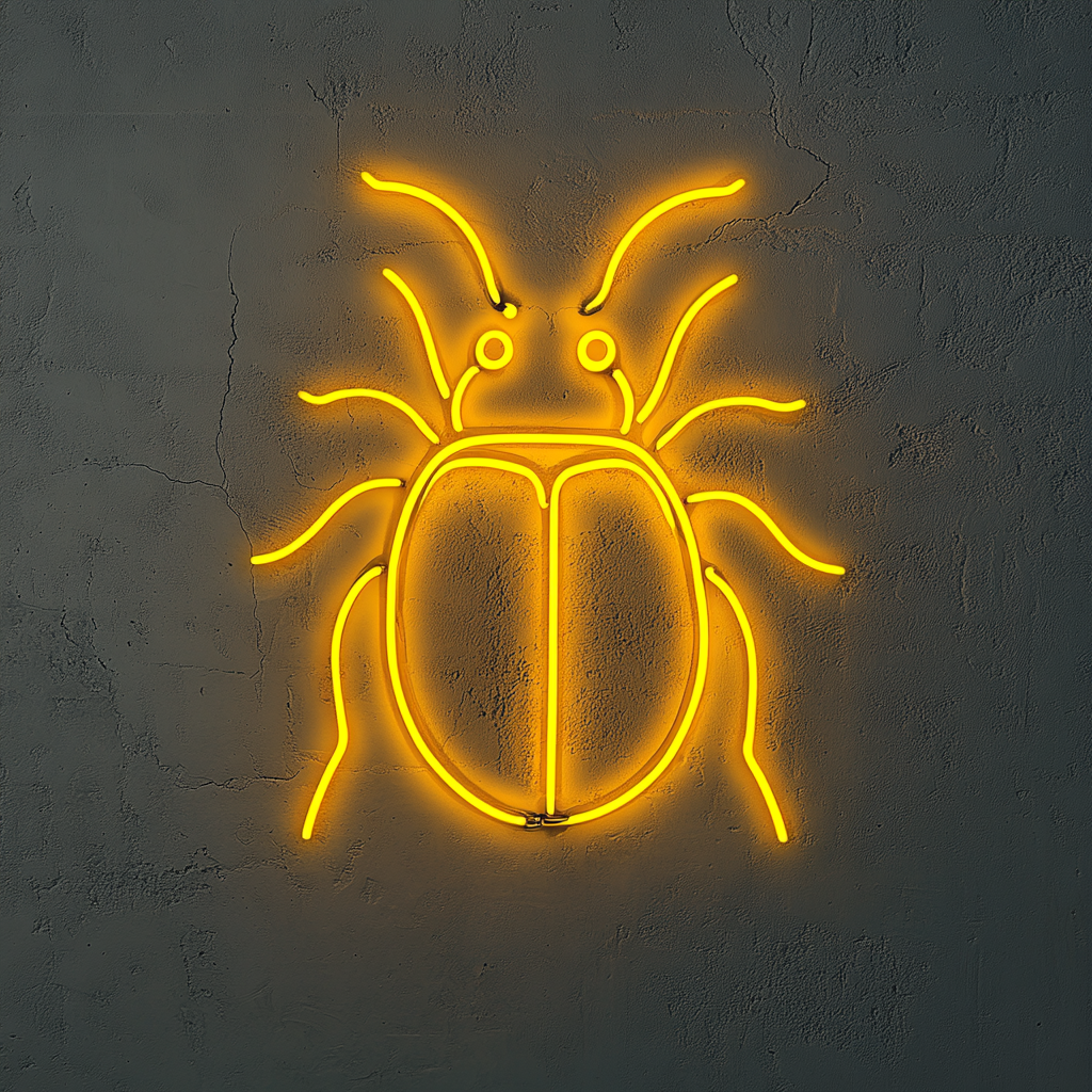 Ladybug - Yellow Neon Sign, 24 Inches