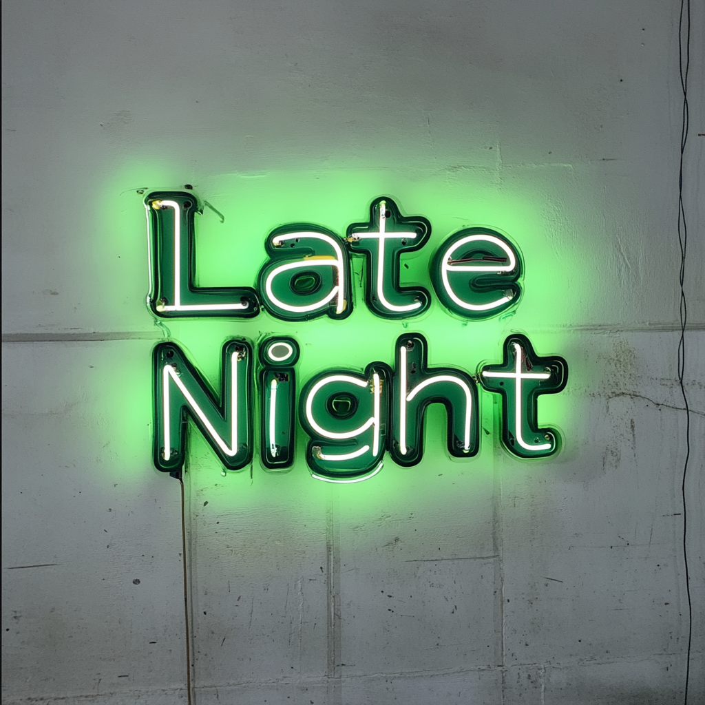 "Late Night" - Green Neon Sign, 24 Inches