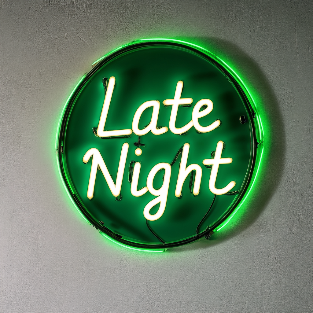 "Late Night" - Green Neon Sign, 24 Inches