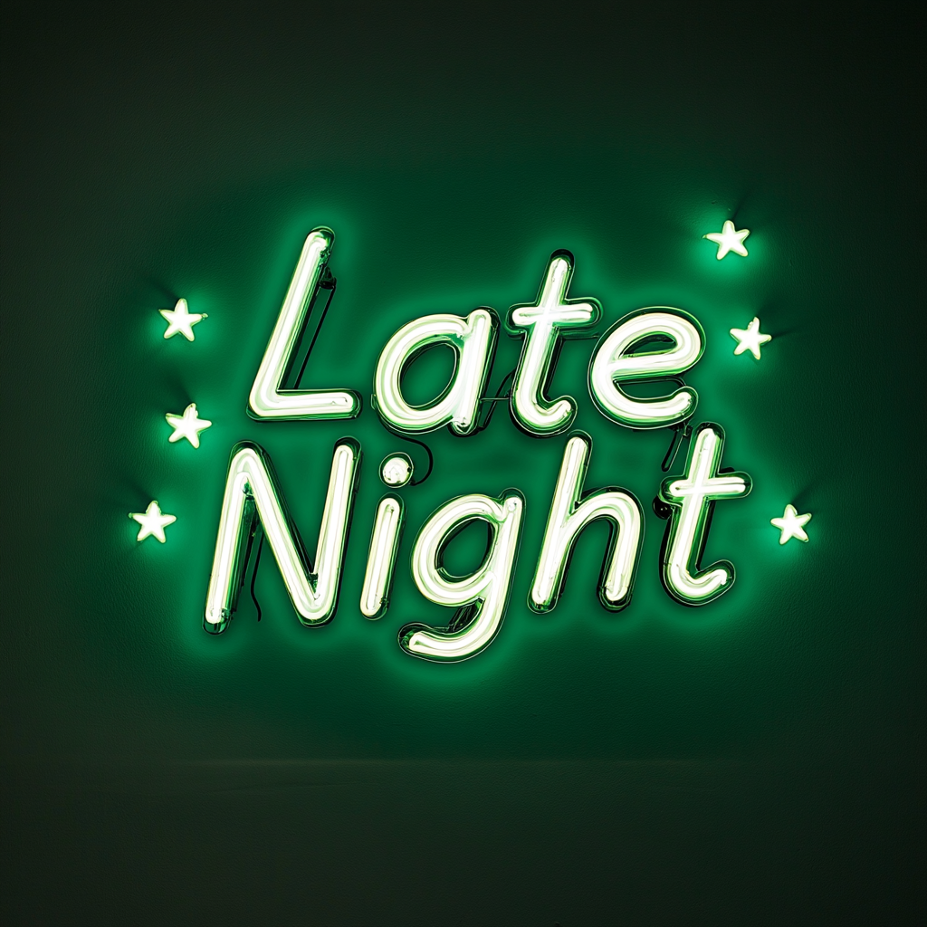 "Late Night" - Green Neon Sign, 24 Inches