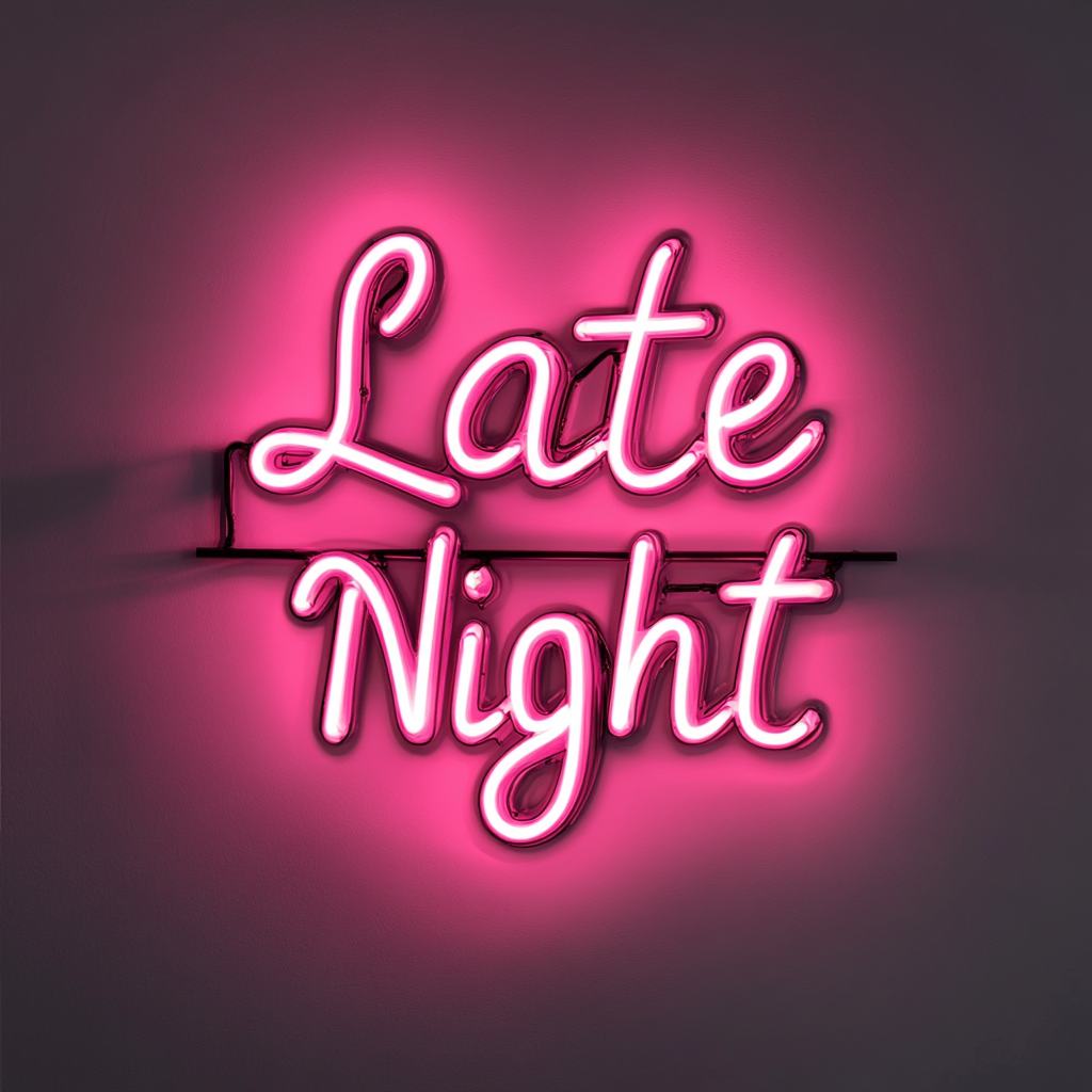 "Late Night" - Pink Neon Sign, 24 Inches