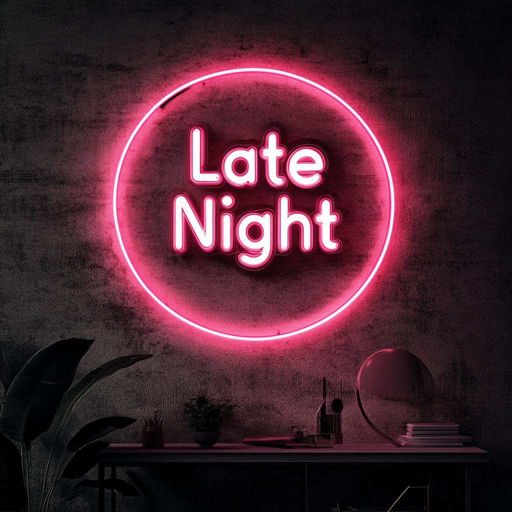 "Late Night" - Pink Neon Sign, 24 Inches