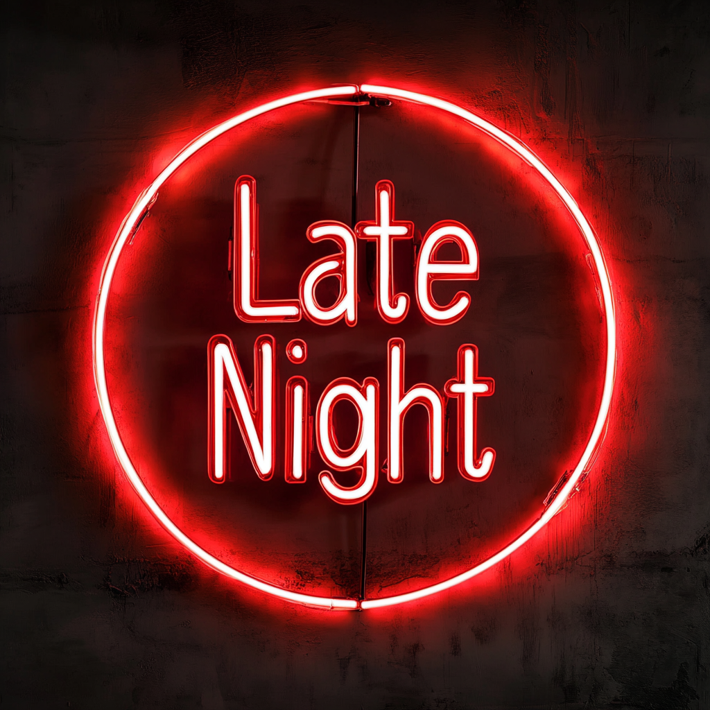 "Late Night" - Red Neon Sign, 24 Inches