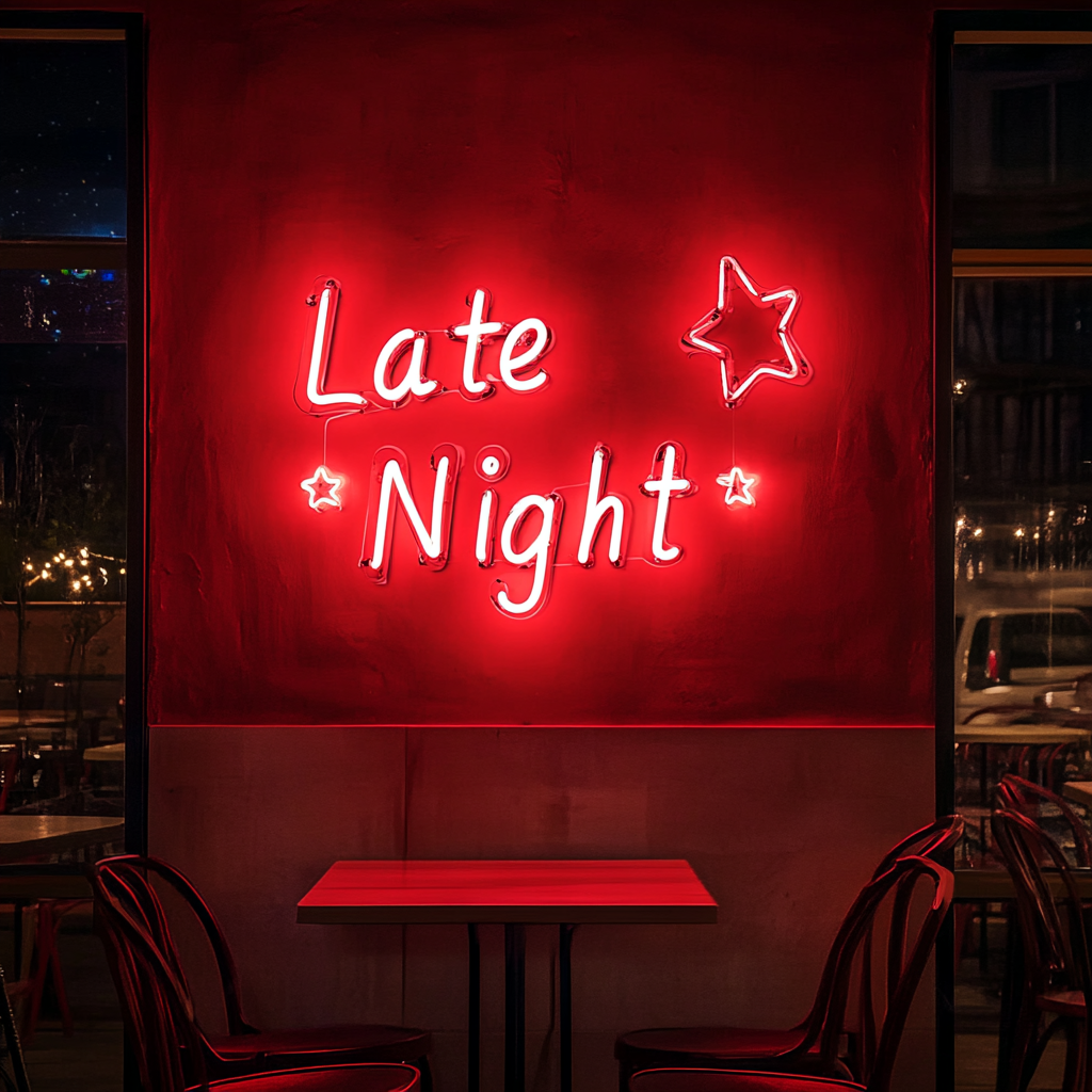 "Late Night" - Red Neon Sign, 24 Inches
