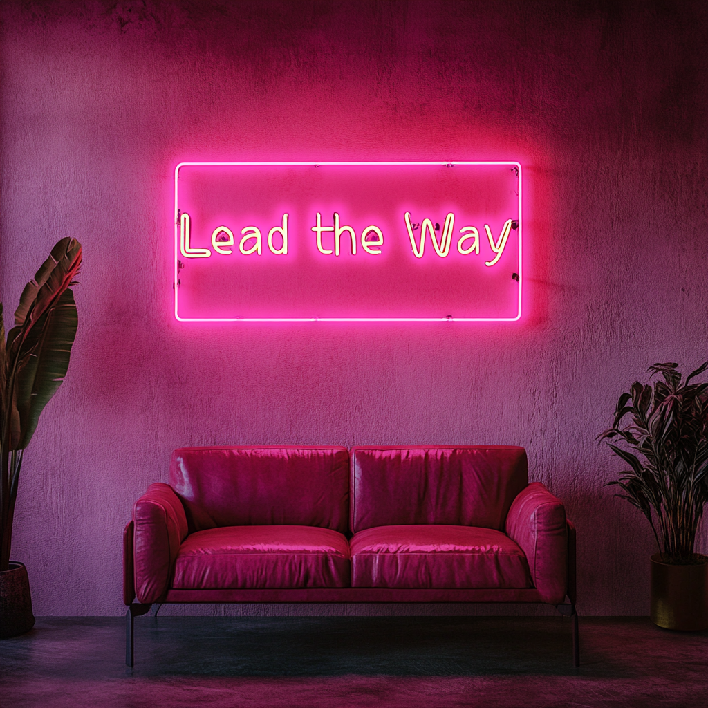 "Lead the Way" - Pink Neon Sign, 24 Inches