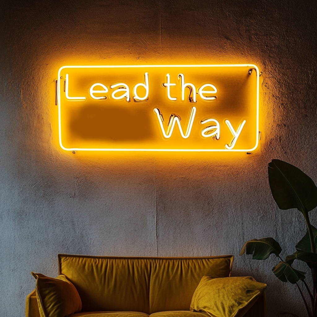 "Lead the Way" - Yellow Neon Sign, 24 Inches
