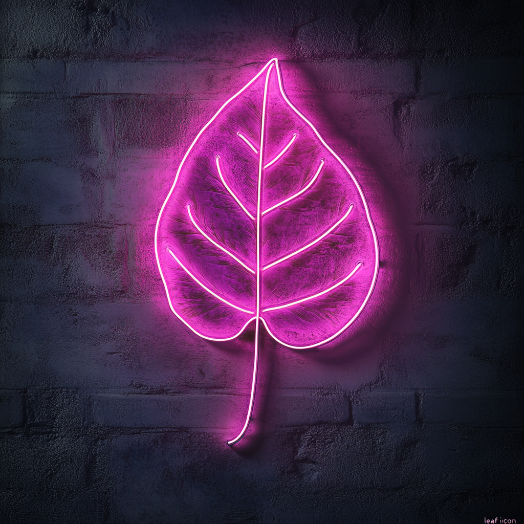 Leaf - Pink Neon Sign, 18 Inches