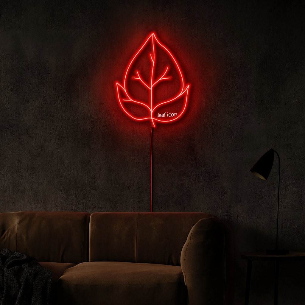 Leaf - Red Neon Sign, 18 Inches