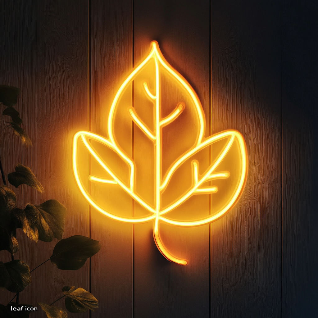 Leaf - Yellow Neon Sign, 24 Inches