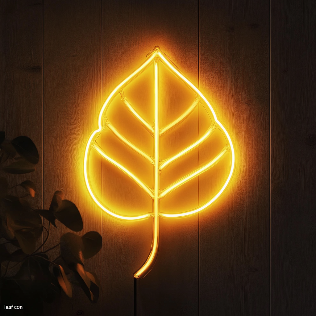 Leaf - Yellow Neon Sign, 24 Inches