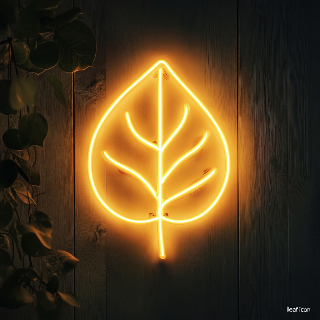 Leaf - Yellow Neon Sign, 24 Inches