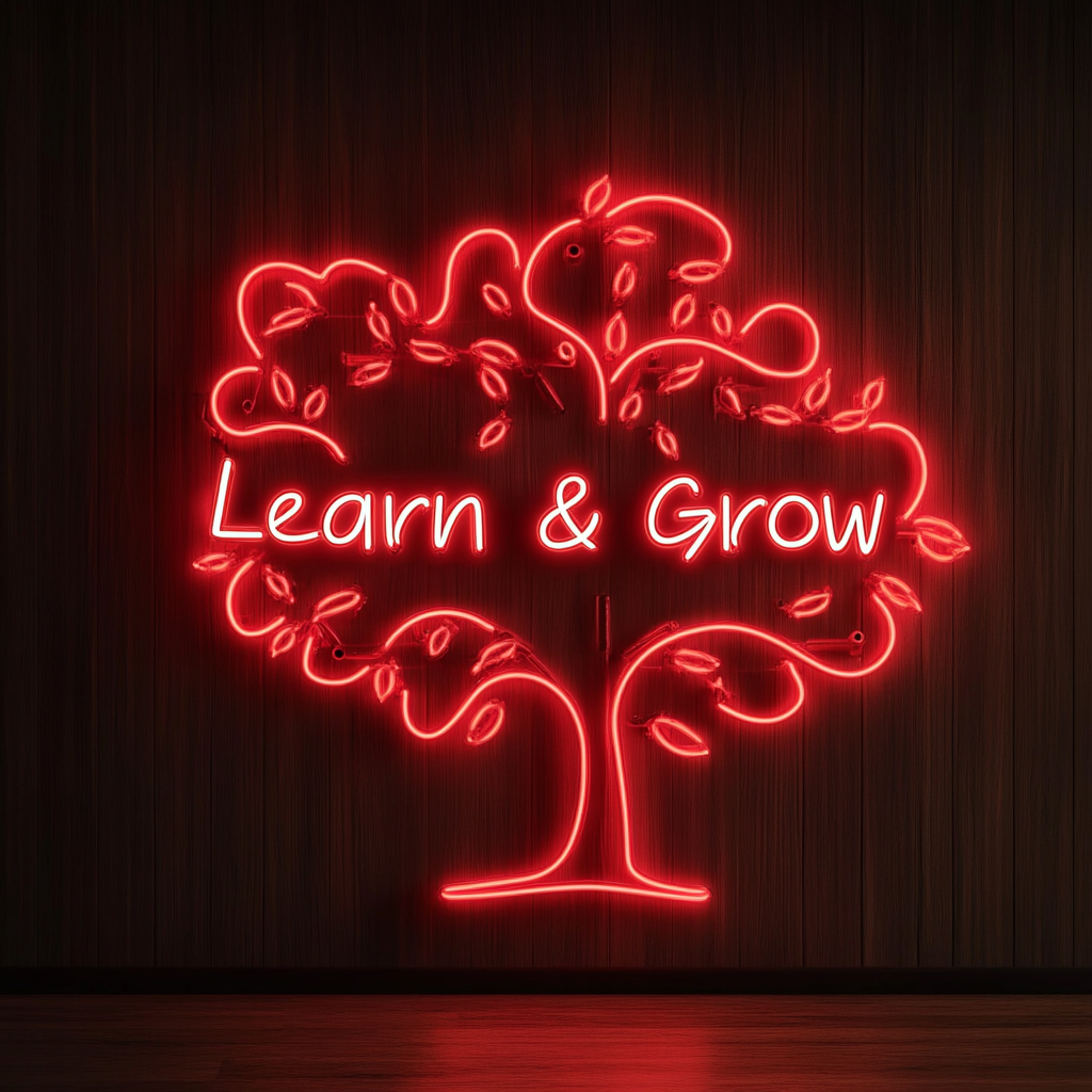 Learn & Grow - Red Neon Sign, 18 Inches