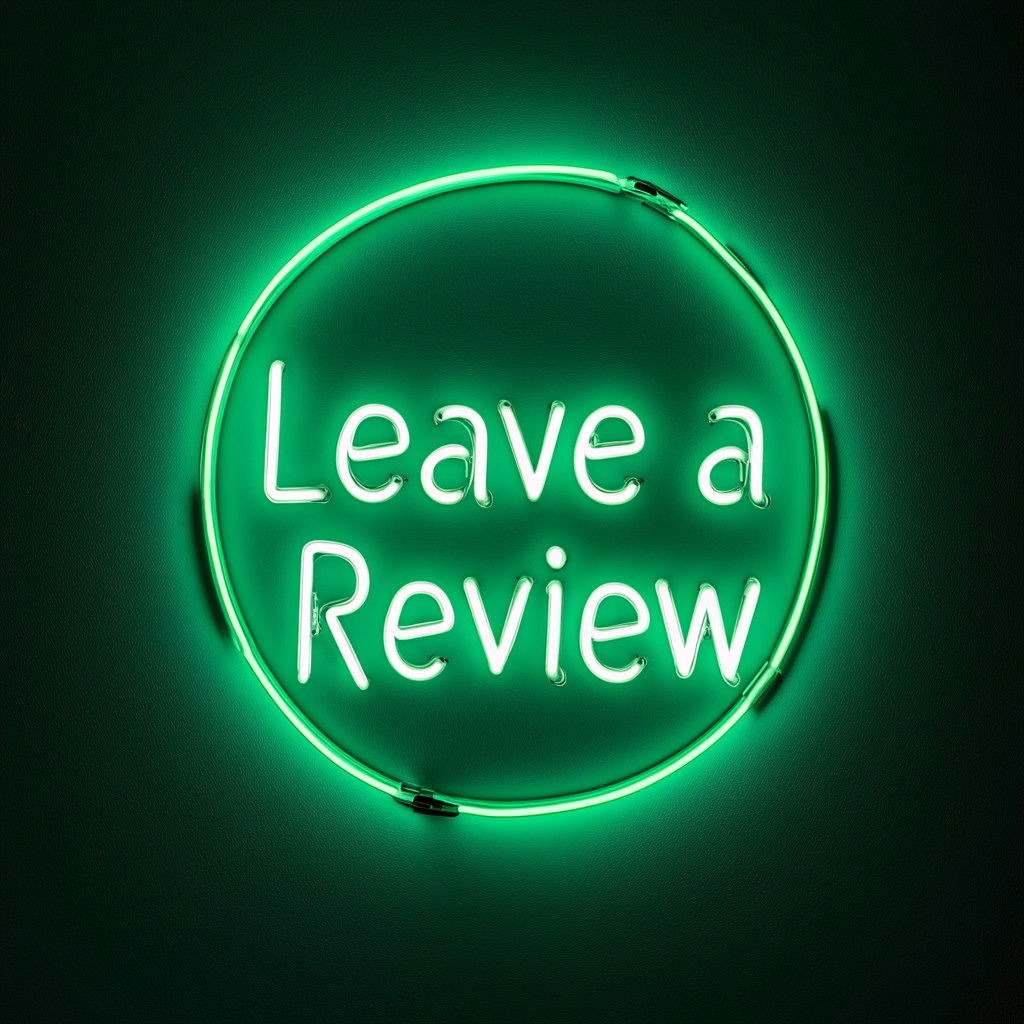 Leave a Review - Green Neon Sign, 24 Inches