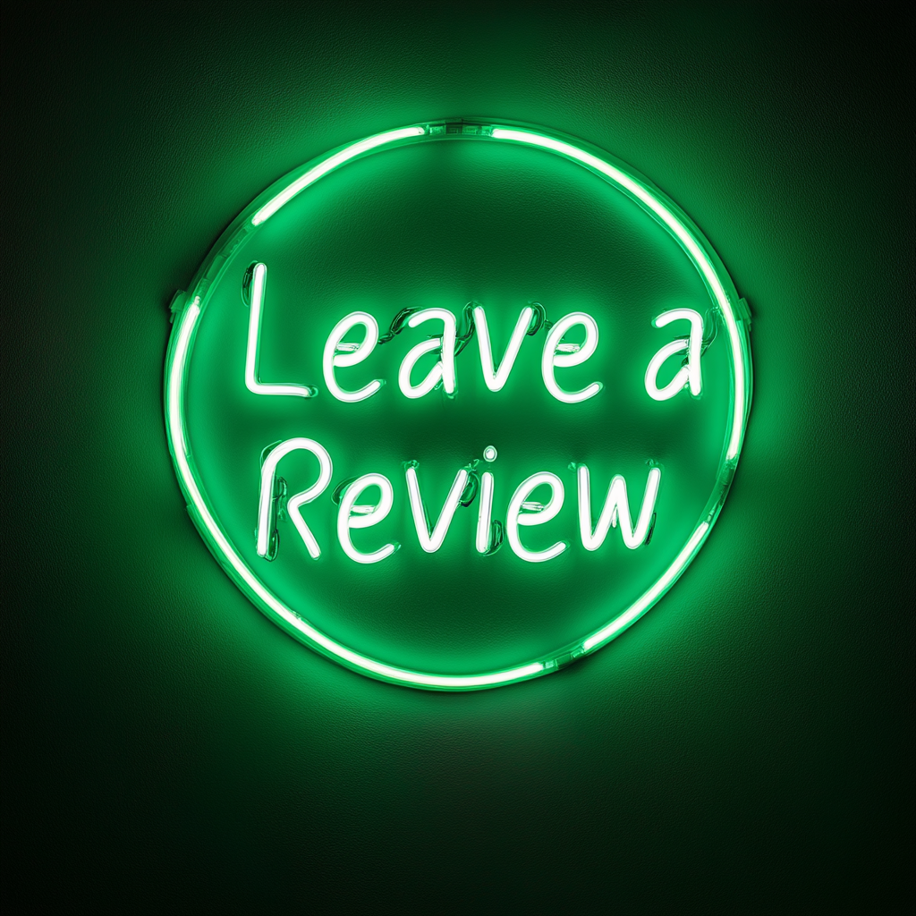 Leave a Review - Green Neon Sign, 18 Inches