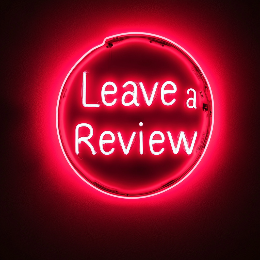 Leave a Review - Red Neon Sign, 18 Inches