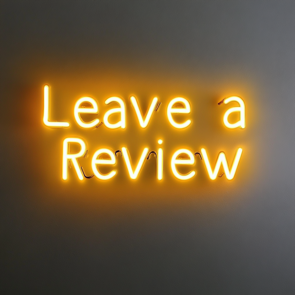 Leave a Review - Yellow Neon Sign, 24 Inches
