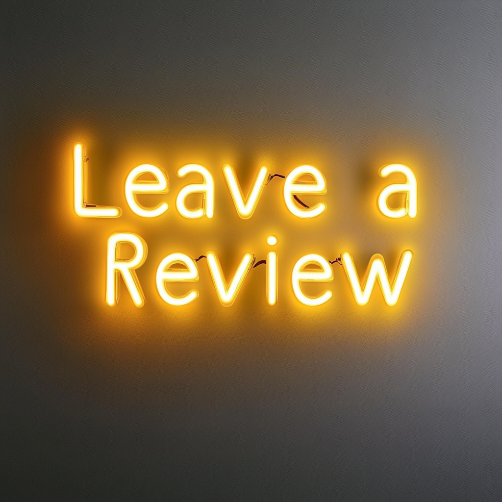 Leave a Review - Yellow Neon Sign, 24 Inches