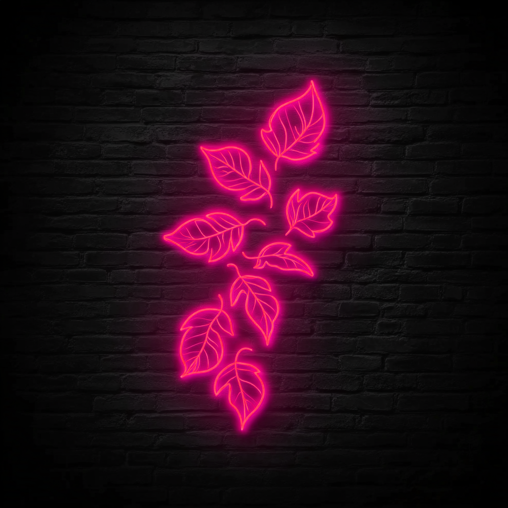 Leaves Falling - Pink Neon Sign, 24 Inches